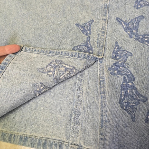Cotton Ginny Y2K Butterfly Embroidery Denim Skirt - Picture 5 of 15
